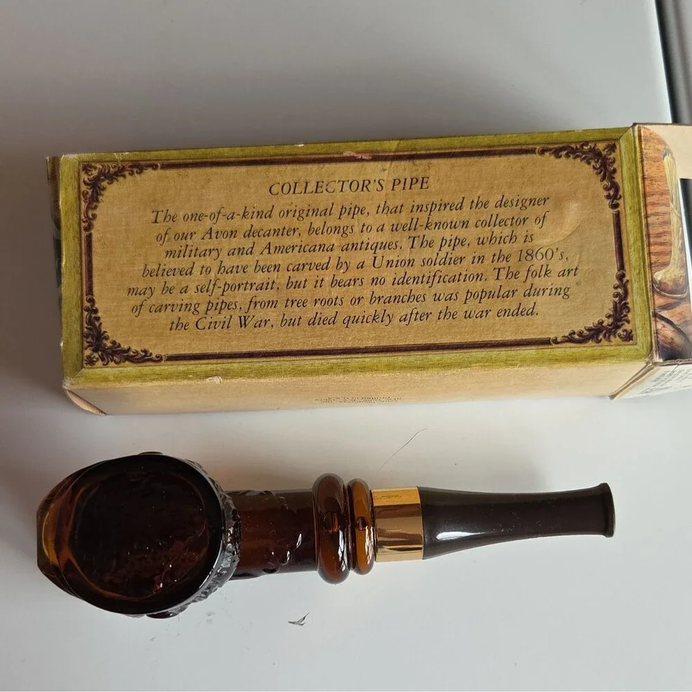 Avon Windjammer Pipe Glass Decanter 3 fl oz After Shave With Box Brown